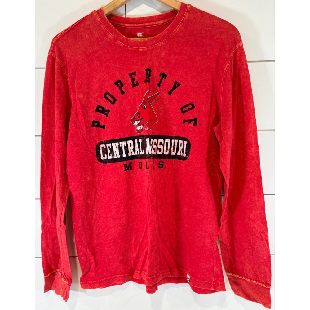 University of Central Missouri UCM Mules Long Sleeve T-shirt Mens Medium Red